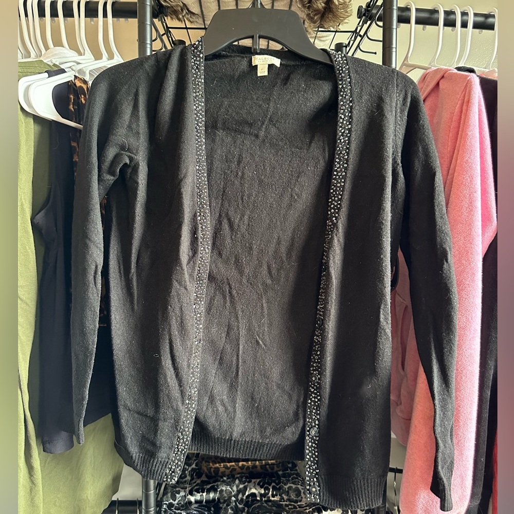Talbots Open Cardigan with Bead Trim